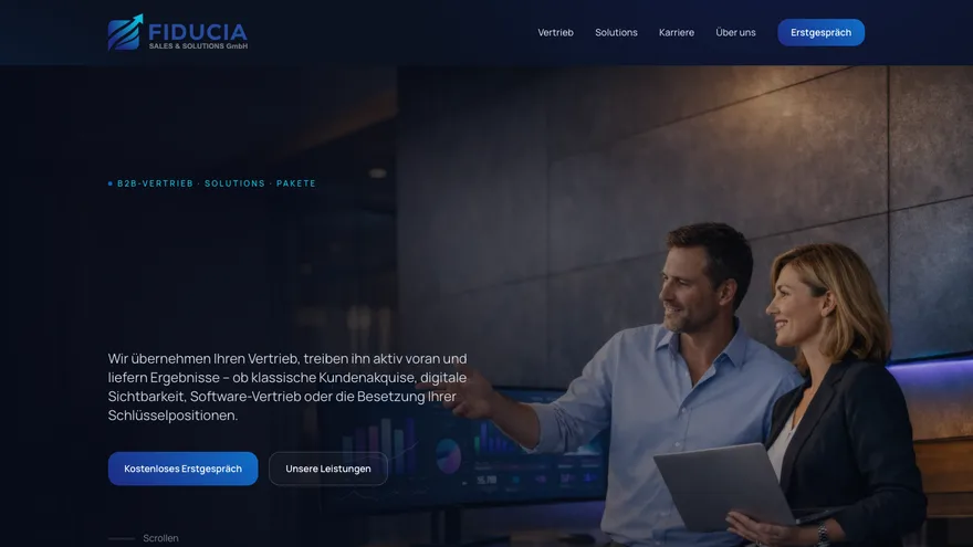 Screenshot of the Sales homepage