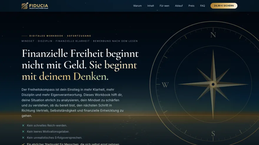 Screenshot of the Freiheitskompass homepage
