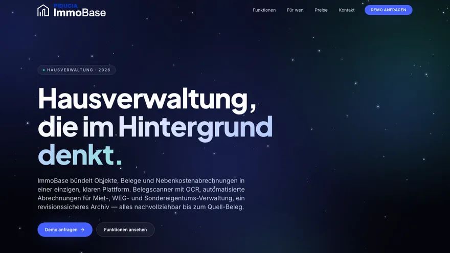 Screenshot of the Immobase · B2B platform homepage